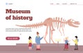 Web banner for history and archeology museum flat vector illustration. Royalty Free Stock Photo