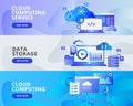Web Banner Illustration of Cloud Computing, Data Storage. Modern flat design concept of web page design for website and mobile Royalty Free Stock Photo
