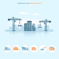 Web banner infographic design with construction site icons Royalty Free Stock Photo