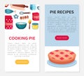 Web Banner with Ingredients for Pie Cooking and Baking with Flour and Sugar Vector Template