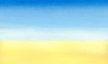 Web banner light blue to warm yellow abstract sea and beach gradient painted in watercolor on clean white background