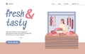 Web banner for local market meat stall to sell food from beef, pork and chicken. Royalty Free Stock Photo