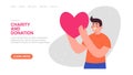 Web banner with man hold heart