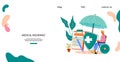 Web banner for medical insurance for disabled people, flat vector illustration Royalty Free Stock Photo