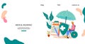 Web banner for medical insurance for disabled people, flat vector illustration. Royalty Free Stock Photo