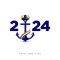 Web Banner of New year 2024 concept for Indian Navy and Cargo Captain