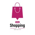 Web banner Online Shopping with shopping bag.