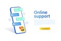 Web banner with online support concept. Helpdesk helps to cope with guidance