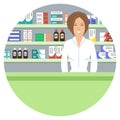 Web banner of a pharmacist in a round shape