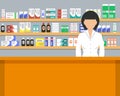 Web banner of a pharmacist. Pharmacy in orange color