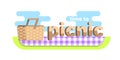 Web banner picnic time, picnic basket