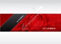 Web banner with red technology illustration.