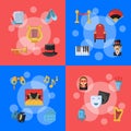 Vector flat theatre icons infographic concept illustration