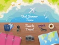 Web banner for site travel agency, flat design, top view. Royalty Free Stock Photo