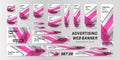 Web banner standard size, abstract vector background for advertising