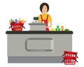 Web banner of a supermarket cashier