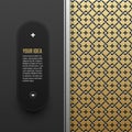 Web banner template on golden metallic background with seamless pattern Royalty Free Stock Photo