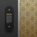 Web banner template on golden metallic background with seamless pattern Royalty Free Stock Photo