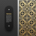 Web banner template on golden metallic background with seamless pattern Royalty Free Stock Photo