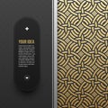 Web banner template on golden metallic background with seamless pattern Royalty Free Stock Photo