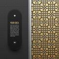 Web banner template on golden metallic background with seamless pattern Royalty Free Stock Photo