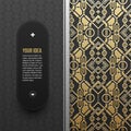 Web banner template on golden metallic background with seamless pattern Royalty Free Stock Photo