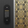 Web banner template on golden metallic background with seamless pattern Royalty Free Stock Photo