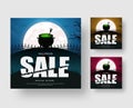 Web banner template for a Halloween sale with a cauldron of a bo Royalty Free Stock Photo