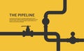 Web banner template. Industrial background with yellow pipeline. Oil, water or gas pipeline with fittings and valves Royalty Free Stock Photo