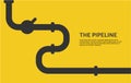 Web banner template. Industrial background with yellow pipeline. Oil, water or gas pipeline with fittings and valves Royalty Free Stock Photo