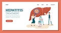 Web banner template with liver hepatitis treatment concept in flat illustration