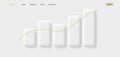 Web banner with white 3c bar chart illustration, simple volume shapes