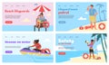 Web banners for beach lifeguards and water rescue, flat vector illustration. Royalty Free Stock Photo