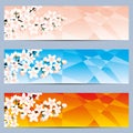 Web banners with cherry flowers. Royalty Free Stock Photo
