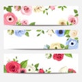 Web banners with colorful flowers. Vector eps-10. Royalty Free Stock Photo