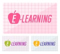 Web banners design of e-learning text on squared paper