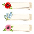 Web banners with flowers. Vector eps-10. Royalty Free Stock Photo