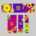 Web banners set with colorful geometric figures.