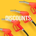 Web banners for social media with bright red 3d fuel or gas nozzle illustration on bright yellow backdrop Royalty Free Stock Photo