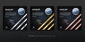 Web banners template for social media posts and internet ads. Gold, silver and bronze Royalty Free Stock Photo