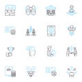 Web-based company linear icons set. Online, Technology, Cloud, Software, Digital, Mobile, Platform line vector and