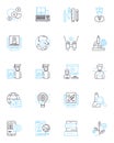Web-based learning linear icons set. E-Learning, Podcasting, Online education, Virtual classroom, Blended learning