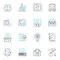 Web-based learning linear icons set. E-Learning, Podcasting, Online education, Virtual classroom, Blended learning Royalty Free Stock Photo