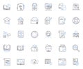 Web-based line icons collection. Accessible, Cloud-based, Collaborative, Convenient, Dynamic, Efficient, Global vector