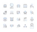Web-based rendezvous line icons collection. Online, Meetup, Virtual, Platform, Connect, Socialize, Digital vector and