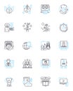 Web-based training linear icons set. E-learning, Interactive, Online, Virtual, Distance, Self-paced, Multimedia line