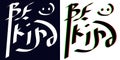 Be Kind. Set 2 in 1. Stylized inscription, calligraphic futurism
