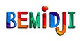 Bemidji - multicolored bright colorful funny cartoon isolated inscription.