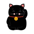 Web Black japanese traditional neko maneki cat statue with paw raised Royalty Free Stock Photo