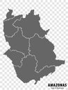 Blank map Amazonas State of Venezuela. High quality map Amazonas State with municipalities